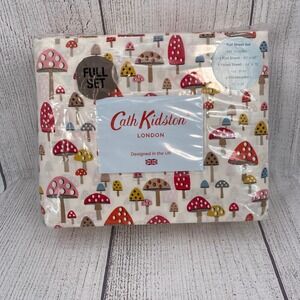 Cath Kidston Sheet Set Full Russet Mini Mushrooms 200TC Cotton Percale Woodland